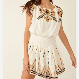 Free People Catalina Embroidered Romper Size S
